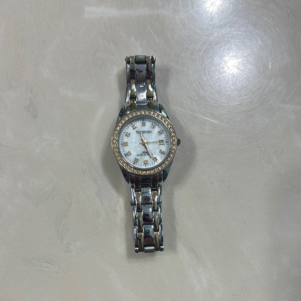 Silver And Gold Watch With White Face Silver And Gold Watch With White Face